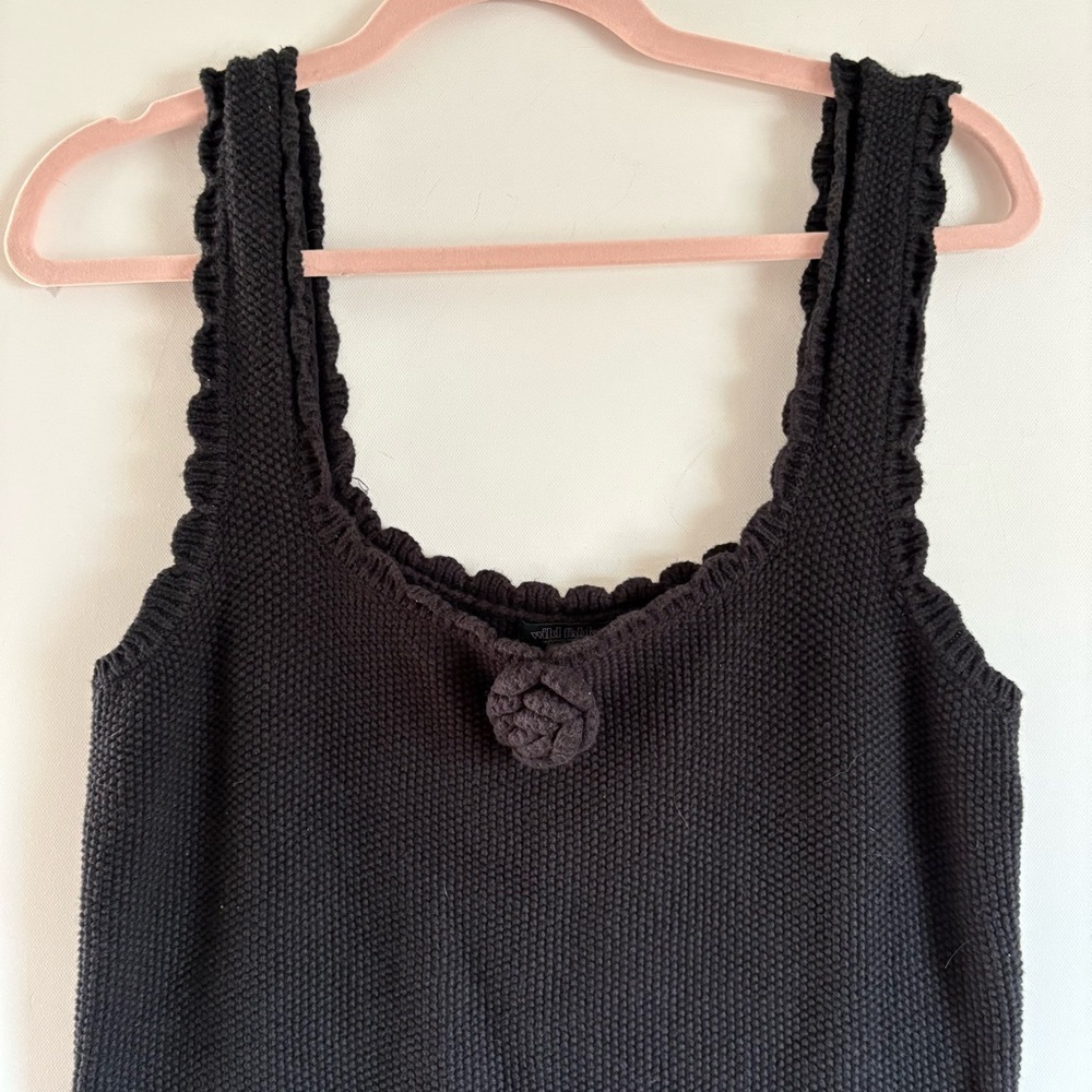 Wild Fable Women's L Rosette Motif Sweater Knit Sleeveless Black Mini Dress Y2K - Picture 6 of 10